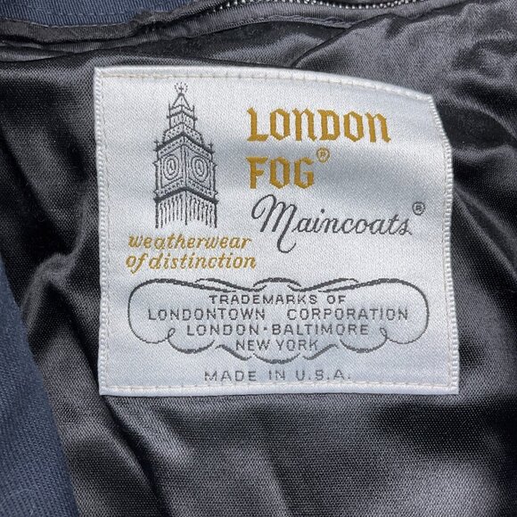 London Fog Maincoats Men 44S Blue Wool Blend‎ Acrylic Fur Classic Coat USA VTG - Picture 4 of 12